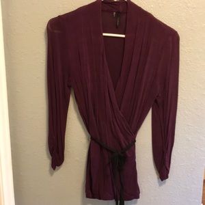 Deep purple wrap style top